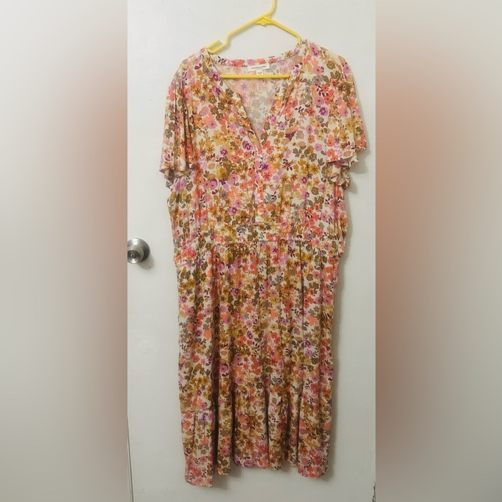 Beachlunchlounge Floral Tiered Beachy Dress XXL Coastal Cowgirl Cottagecore Boho